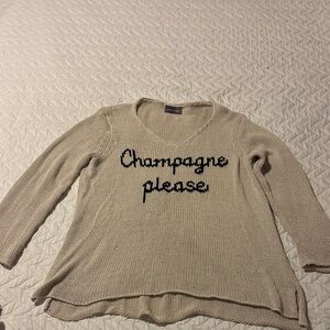 Wooden Ships Cream V-Neck Sweater with Fun Text